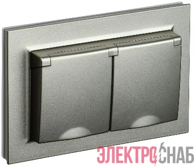 Розетка 2-м СП BRITE РСбш12-3-44-БрШ 16А в сборе IP44 с крышкой шампань IEK BR-R26-16-44-K37-F