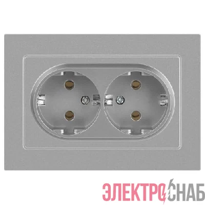 Розетка 2-м СП Accent 6-205-03 16А IP20 250В 2P+E Schuko AL/CU алюм. Intro Б0063490