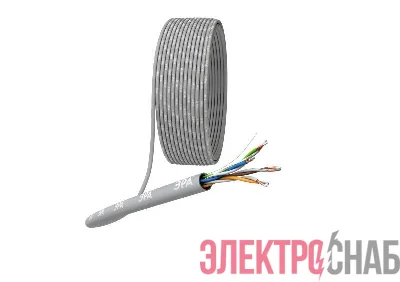 Кабель витая пара U/UTP кат.5E 4х2х24AWG solid CCA PVC Simple сер. (м) Эра Б0044434
