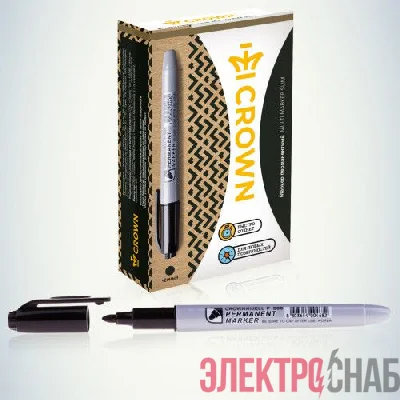 Маркер перманентный "Multi Marker Slim" 2мм пулевидный черн. Crown Б0048243