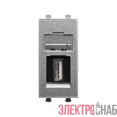 Розетка USB 2.0 1мод. Avanti "Закаленная сталь" тип А-А модульная DKC 4404401