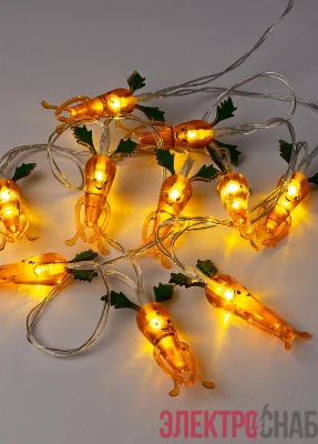 Гирлянда светодиодная "Морковки" акрил 1.35м +0.3м тепл. бел. КОСМОС KOC_GIR-B102