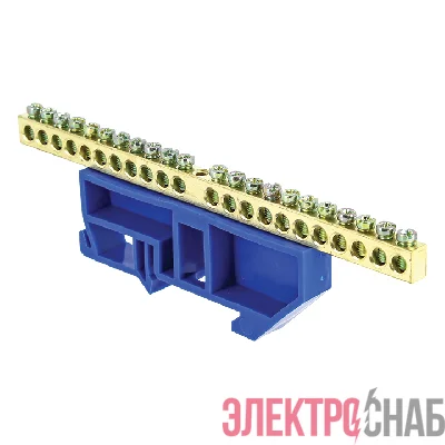 Шина нулевая N 6х9 22 отвер. латунь син. изолятор на DIN-рейку PROxima EKF sn0-63-22-d