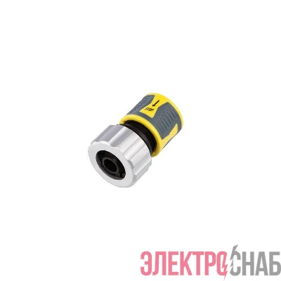 Коннектор для шланга быстросъемный 3/4дюйм с аквастопом с зажимной шайбой из цинка ЧЕТЫРЕ СЕЗОНА 62-0307-F