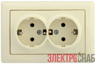 Механизм розетки 2-м СП Bolero РС21-1-0-БК 16А IP20 с заземл. крем. IEK ERB21-K33-16
