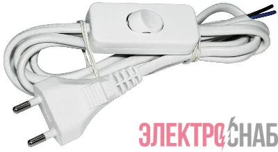 Шнур для бра 2х2м без заземл. 6А IP20 УШ-1КВ опрессованный с эл. вилкой + выкл. IEK WUP20-02-K01