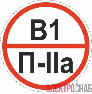 Знак &quot;Категории помещения по взрывопожарной и пожарной опасности В1 П-IIа&quot; 200х200мм пластик EKF pn-b1-p-lla
