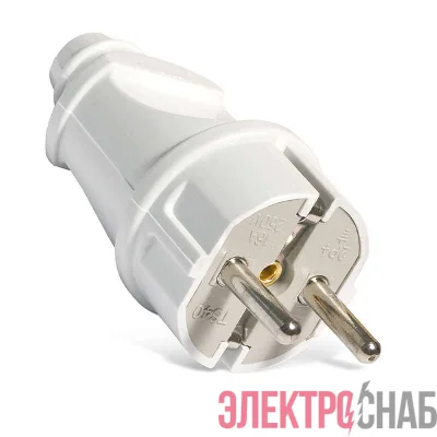 Вилка электрическая прямая 16А 250В с заземл. бел. (еврослот) UNIVersal А101