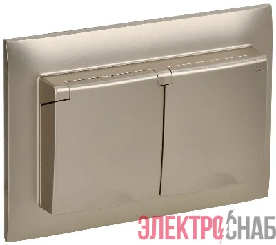 Розетка 2-м SKANDY 16А IP44 с крышкой в сборе SK-R12Sh шампань IEK SK-R26-16-44-K37-F
