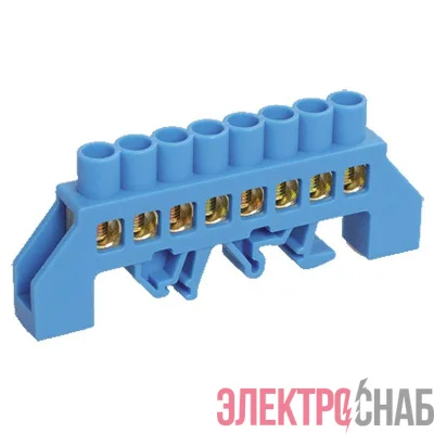 Шина "N" нулевая в комбинированном синем изоляторе на DIN-рейку 8x12мм 8 групп Rexant 11-2314