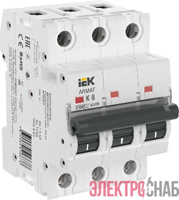 Выключатель автоматический модульный 3п K 6А M10N ARMAT IEK AR-M10N-3-K006