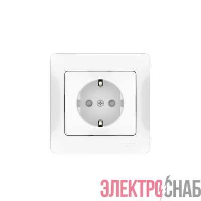 Розетка Glossa 16А с заземл. защ. шторки быстрозажим. клем. в сборе бел. SE GSL000144S
