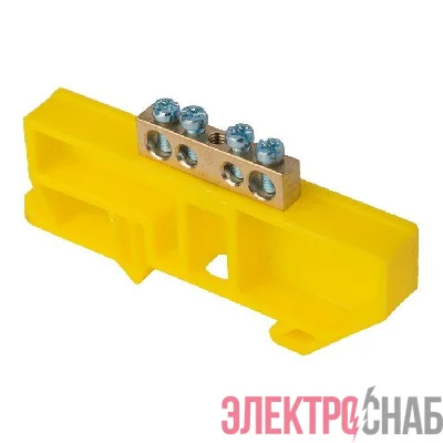 Шина нулевая N 6х9 4 отвер. латунь желт. изолятор на DIN-рейку PROxima EKF sn0-63-04-dz