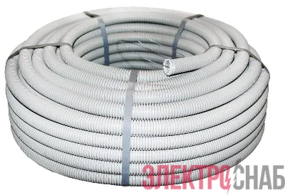 Труба гофрированная ПВХ d25мм с протяжкой сер. (уп.50м) Plast PROxima EKF tg-z-25