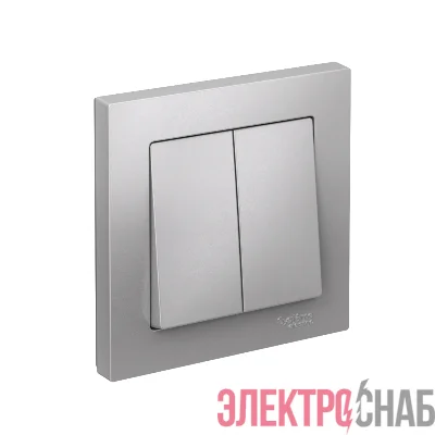 Выключатель 2-кл. СП AtlasDesign 10А IP20 (сх. 5) 10AX в сборе алюм. SE ATN000352