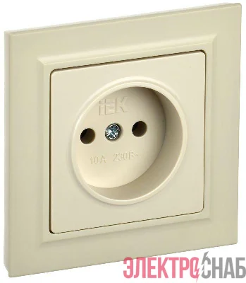 Розетка СП BRITE РСР10-1-0-БрКр 10А в сборе без заземл. без защ. шторок беж. IEK BR-R10-10-K10-F