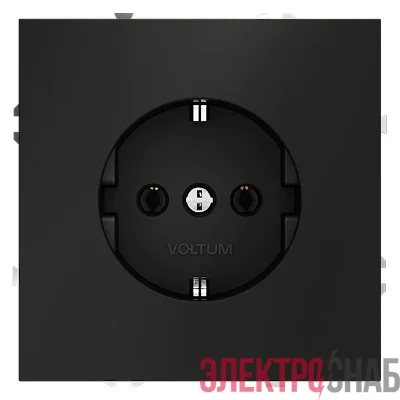 Розетка 1-м СП S70 16А с заземл. механизм черн. матов. Voltum VLS040108