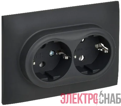 Розетка 2-м SKANDY 16А с заземл. без защ. шторок в сборе SK-R08G графит IEK SK-R21-16-K53-F