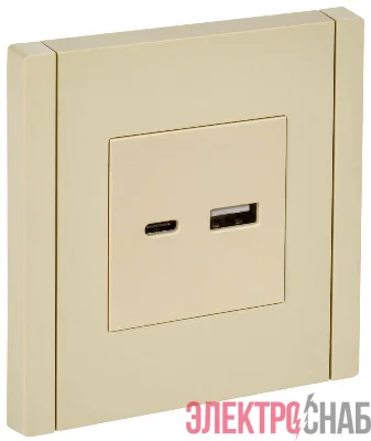 Розетка USB A+C 18Вт FORTE&PIANO FP451 ваниль IEK FP-U22-018-K10
