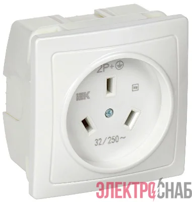Розетка 1-м СП Рпл11-К 32А IP20 разборная для плиты с заземл. бел. IEK ERP11-032-K01