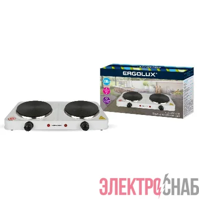 Электроплитка ELX-EP04-C01 2 конф. дисковый нагр. эл. 2000Вт 220-240В бел. Ergolux 13439