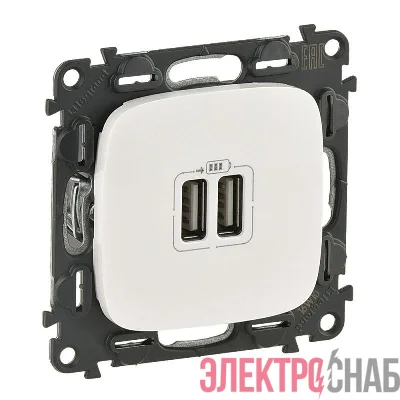 Устройство зарядное Valena Allure с 2-мя USB-разьемами 240В/5В 1500мА с лиц. панелью бел. Leg 754995