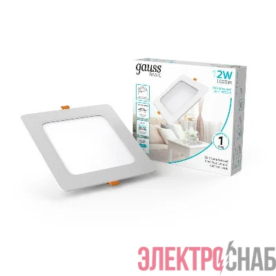 Светильник светодиодный Basic Downlight 12Вт 4000К IP20 1000лм 170-260В 145х26 квадрат бел. GAUSS 9031420212