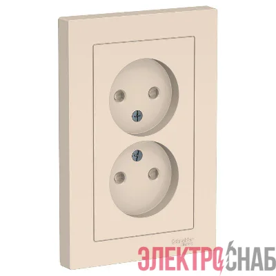 Розетка 2-м AtlasDesign 16А без заземл. защ. шторки в сборе беж. SchE ATN000222