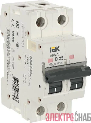 Выключатель автоматический модульный 2п D 25А M06N ARMAT IEK AR-M06N-2-D025