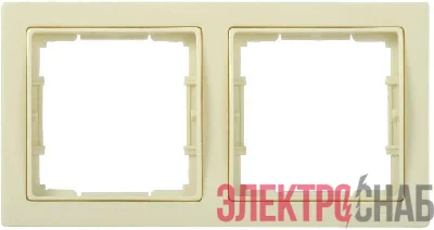 Рамка 2-м BOLERO Q1 РУ-2-БК квадрат. крем. IEK EMB22-K33-Q1