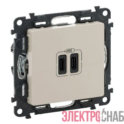Устройство зарядное Valena Life с 2-мя USB-разьемами тип C-тип C 240В/5В 3000мА с лиц. панелью сл. кость Leg 753207