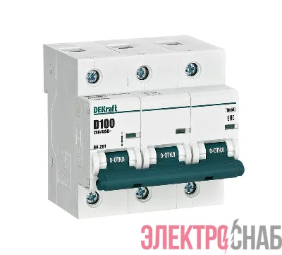 Выключатель автоматический модульный 3п D 100А 10кА ВА-201 DEKraft 13021DEK