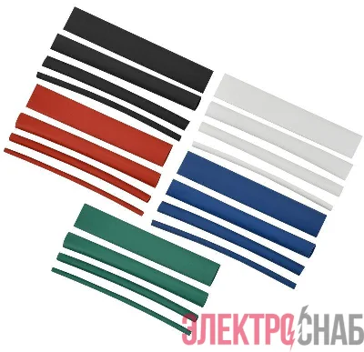Набор трубок термоусадочных тонкостен. ТТУ 2/1; 4/2; 6/3; 8/4 (З; С; К; Ч) 20х8см разноцвет. IEK UDRS-D2-D8-10-3