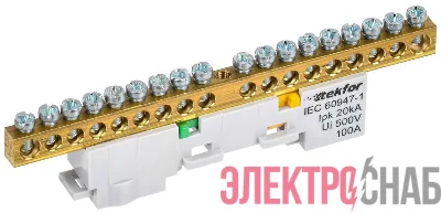 Шина PE &quot;земля&quot; неизол. на универс. держ. 6х9-18-Ж TEKFOR IEK TF-NN10-18-DL-K05