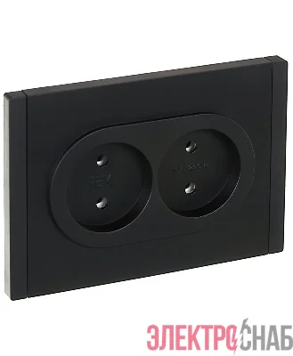 Розетка 2-м СП FORTE&PIANO FP126 10А без заземл. без защ. шторок безвинт. крепл. черн. IEK FP-R20-10-1-K02