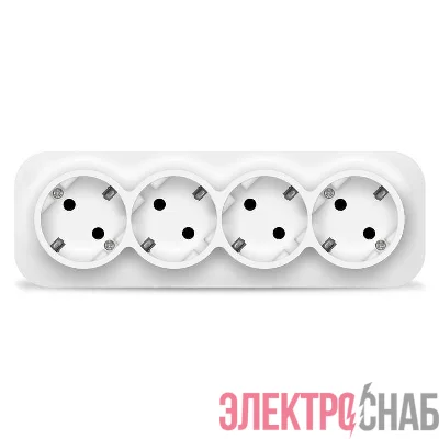 Розетка 4-м ОП 16А IP20 с заземл. бел. IONICH 1447