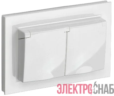 Розетка 2-м СП BRITE РСбш12-3-44-БрБ 16А в сборе IP44 с крышкой бел. IEK BR-R26-16-44-K01-F