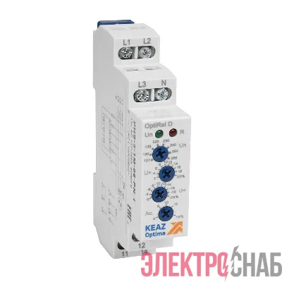 Реле контроля фаз OptiRel D PHS-3-1M-06-PP-2 повышенного/пониженного настр асимметрии 3Ф 2СО КЭАЗ 332000