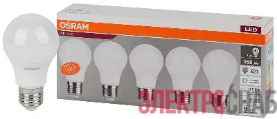Лампа светодиодная LED Value LVCLA60 7SW/865 230В E27 2х5 RU (уп.5шт) OSRAM 4058075577688