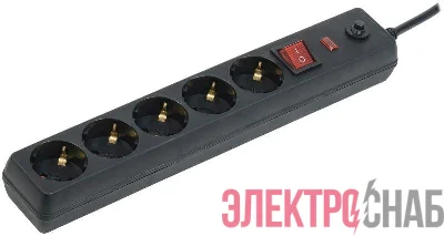 Удлинитель с сетевым фильтром 5х3м 16А IP20 СФ-05К ПВС 3х1 с выкл. черн. IEK WFP10-16-05-03-ZK-K02