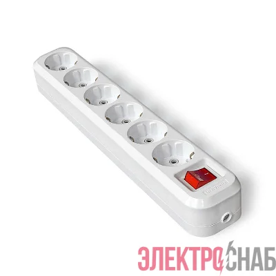Колодка удлинителя 6-м с заземл. с выкл. АБС-пластик еврослот UNIVersal S306