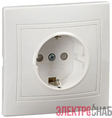 Розетка 1-м СП Кварта РСш10-3-КРБ 16А с заземл. защ. шторки PC бел. GENERICA KV-R14-16-PC-K01