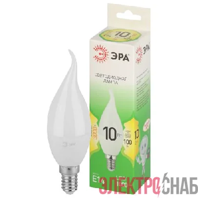 Лампа светодиодная GREEN LINE BXS-10W-830-E14 GL 10Вт свеча на ветру 3000К свет тепл. E14 Эра Б0067120