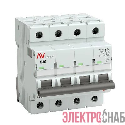 Выключатель автоматический модульный 4п D 40А 6кА AV-6 AVERES EKF mcb6-4-40D-av