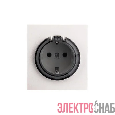 Розетка 1-м СП STRONG MIELE 16А с заземл. защ. шторки и крышкой жемчуж. Kranz KR-78-0702-4