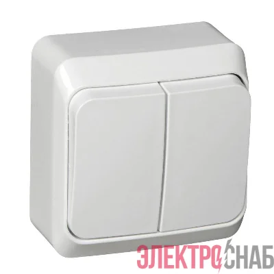 Выключатель 2-кл. ОП Этюд 10А IP20 с подсветкой бел. SE BA10-006B