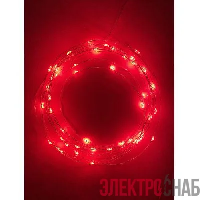Гирлянда светодиодная "Нить" 5м 50LED красн. свет АА ЭРА Б0047963