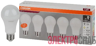 Лампа светодиодная LED Value LVCLA125 15SW/830 230В E27 2х5 RU (уп.5шт) OSRAM 4058075577800