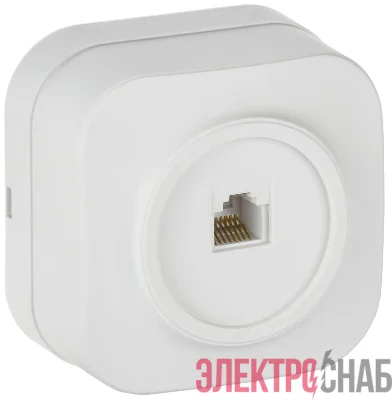 Розетка компьютерная ОП GLORY РК10-ХБм RJ45 кат.5E бел. матов. IEK EKH10-K01M