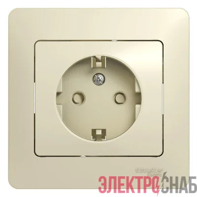 Розетка 1-м СП Glossa 16А защ. шторки с заземл. в сборе беж. SchE GSL000244